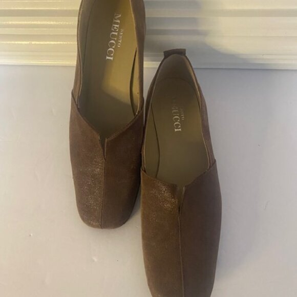 Sesto Meucci Brown Metallic Suede Slip On Women's Flats Size 6.5N - Picture 2 of 7